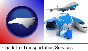 Charlotte, North Carolina - air, bus, and rail transportation services