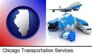 Chicago, Illinois - air, bus, and rail transportation services