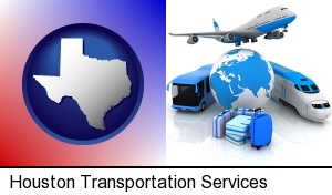 Houston, Texas - air, bus, and rail transportation services