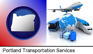 Portland, Oregon - air, bus, and rail transportation services