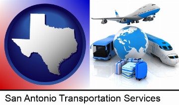 air, bus, and rail transportation services in San Antonio, TX