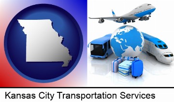 air, bus, and rail transportation services in Kansas City, MO